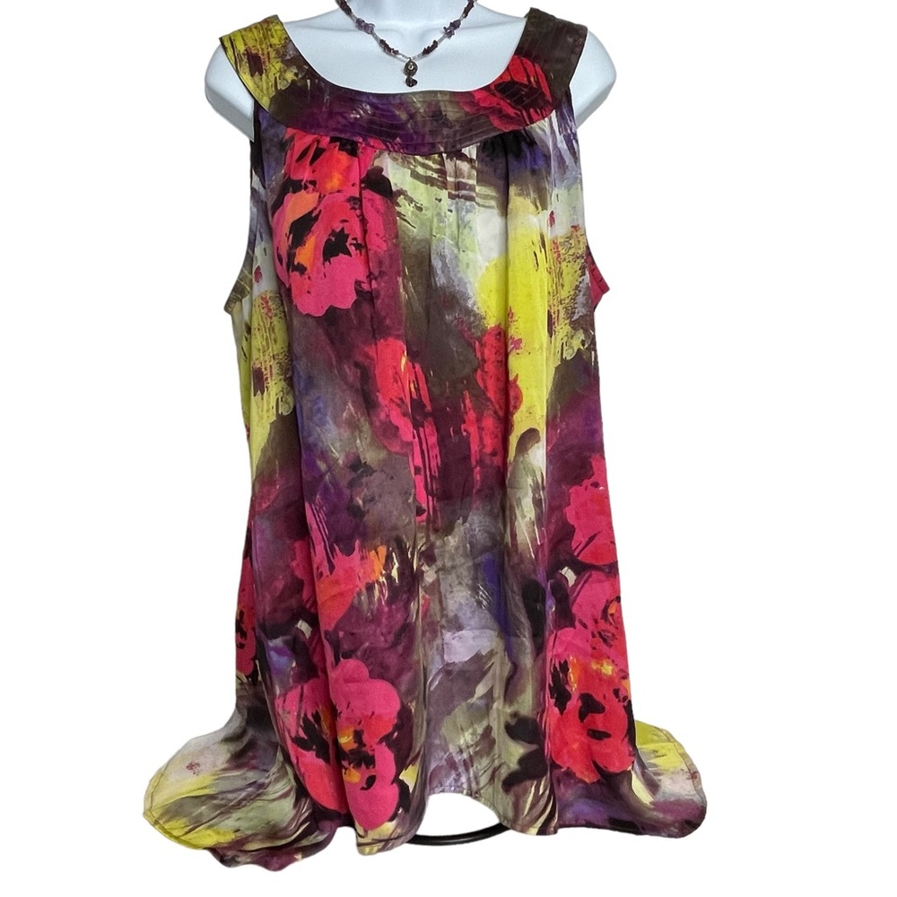 Lane Bryant poppy flowing cami tank top plus size poppies artsy Sz 22